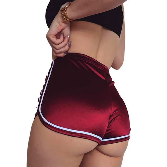 Image Title Crimson Sexy High-Waist Satin Booty Shorts